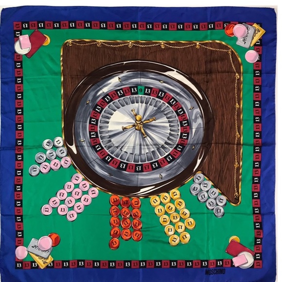 Moschino Accessories - auth MOSCHINO gambler LUCKY 13 Roulette SILK scarf